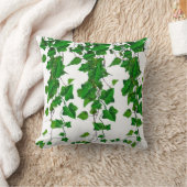 VERIDIANの白い緑のキヅタのつる植物 クッション (ブランケット)
