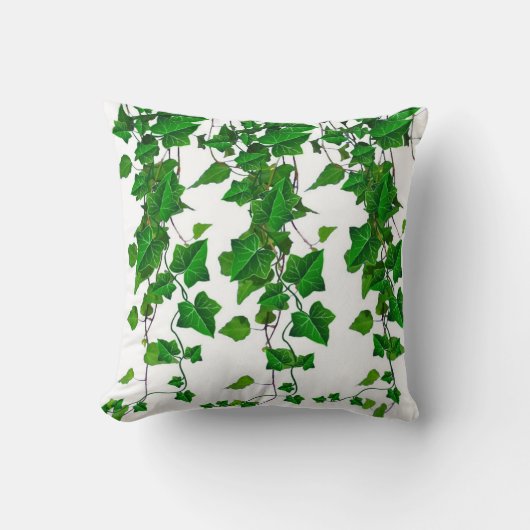 VERIDIANの白い緑のキヅタのつる植物 クッション (正面)