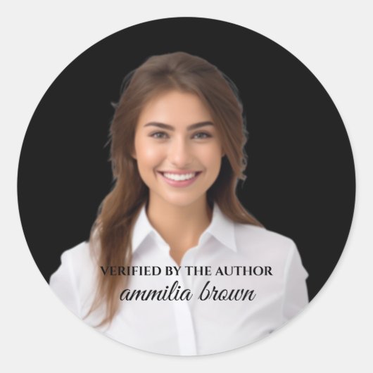 verified by Author Sticker | Modern Book Signing ラウンドシール (正面)