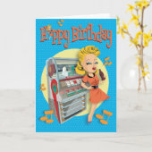 verjaardagskaart 50ties rock classic jukebox カード (黄色い花)