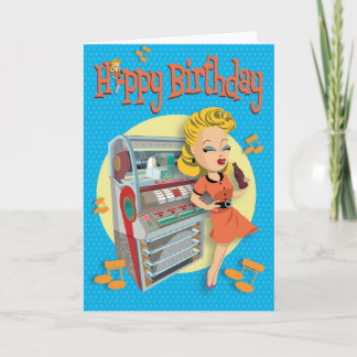 verjaardagskaart 50ties rock classic jukebox カード