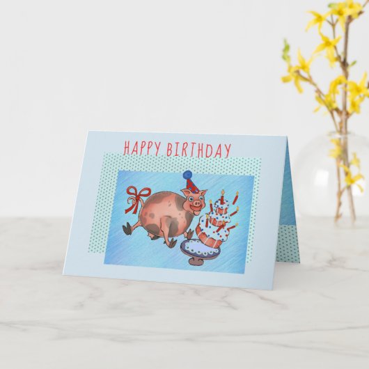 verjaardagskaart varken カード (黄色い花)
