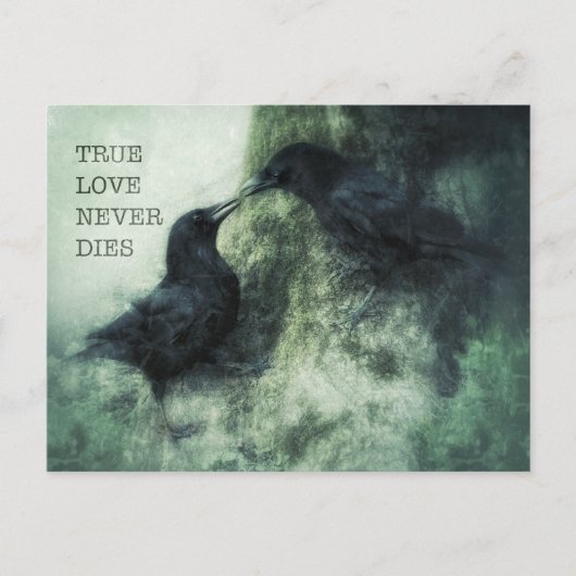 Verliebte Krähen True Love Never Dies Liebe Raben ポストカード (正面)