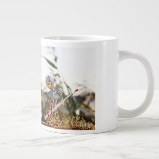 Verliefd fubby poppetje dat hart heeft geschilderd ジャンボコーヒーマグカップ (右)