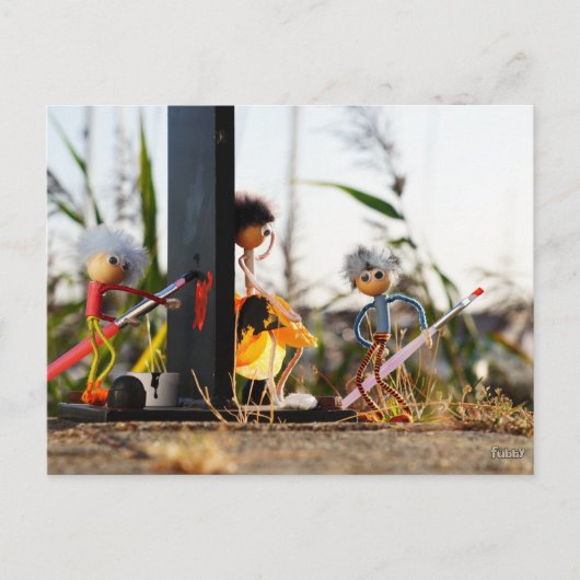 Verliefd fubby poppetje dat hart heeft geschilderd ポストカード (正面)