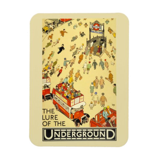 Verlockung des Untergrunds | London Vintage Plakat マグネット (縦)
