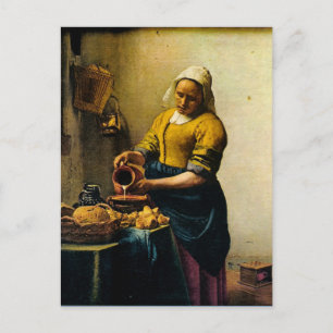 VermeerのMaidservantの注ぐミルク(1660年頃) ポストカード