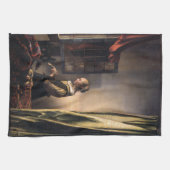 Vermeer著開いているウィンドウの女の子の読書手紙 キッチンタオル (横)