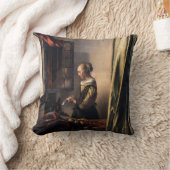 Vermeer著開いているウィンドウの女の子の読書手紙 クッション (ブランケット)