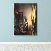 Vermeer – 女の子読は開いた窓で手紙を キャンバスプリント (インサイチュ (ウッドフロア))
