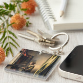 Vermeer – 女の子読は開いた窓で手紙を キーホルダー (正面右)