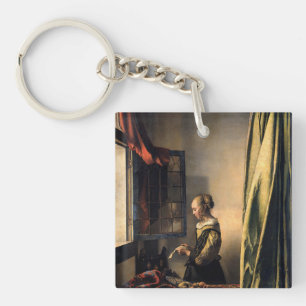Vermeer – 女の子読は開いた窓で手紙を キーホルダー