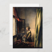 Vermeer – 女の子読は開いた窓で手紙を サンキューカード (正面/裏面)