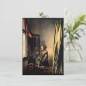 Vermeer – 女の子読は開いた窓で手紙を サンキューカード (スタンド正面)
