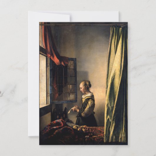 Vermeer – 女の子読は開いた窓で手紙を サンキューカード (正面)