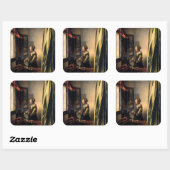 Vermeer – 女の子読は開いた窓で手紙を スクエアシール (シート)