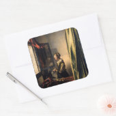 Vermeer – 女の子読は開いた窓で手紙を スクエアシール (封筒)