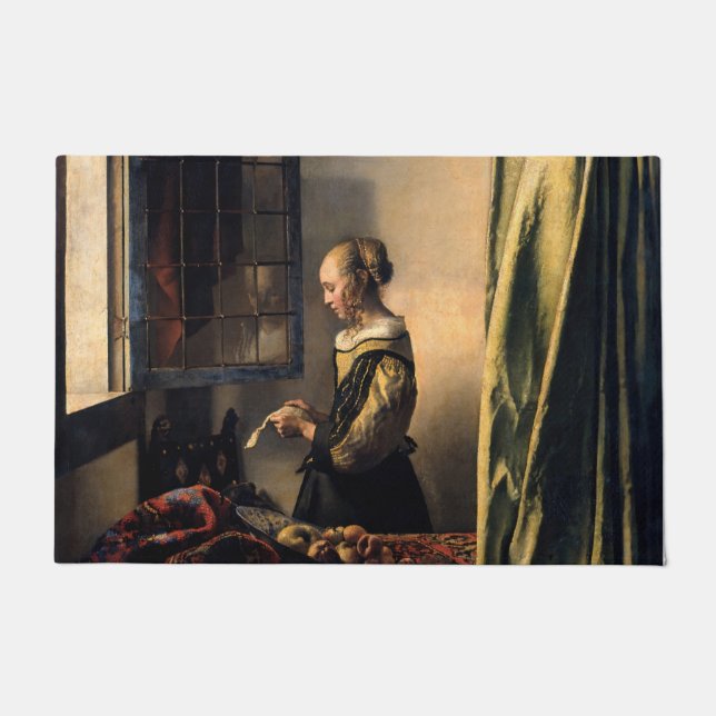 Vermeer – 女の子読は開いた窓で手紙を ドアマット (正面)