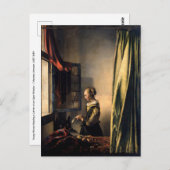 Vermeer – 女の子読は開いた窓で手紙を ポストカード (正面/裏面)