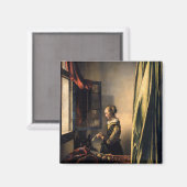 Vermeer – 女の子読は開いた窓で手紙を マグネット (正面/裏面)