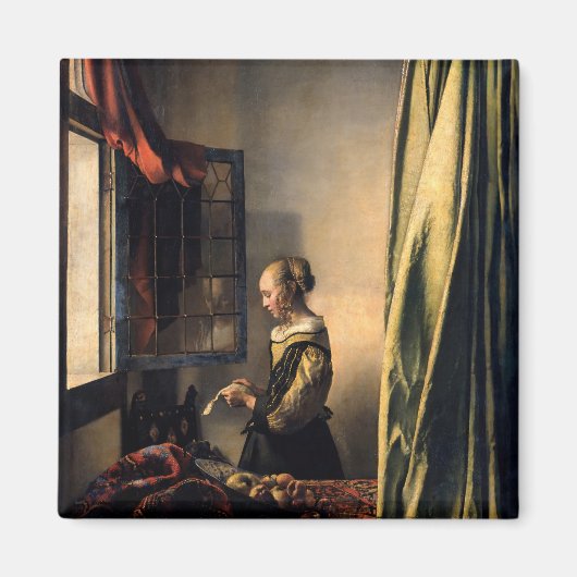Vermeer – 女の子読は開いた窓で手紙を マグネット (正面)