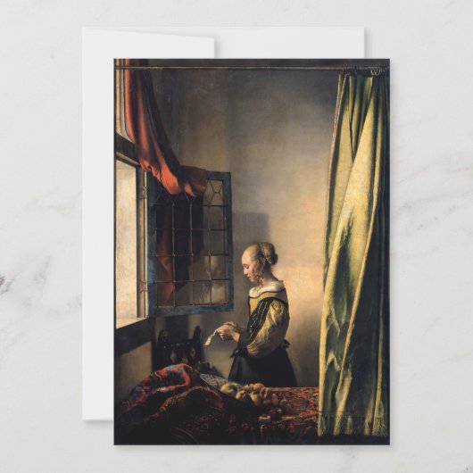 Vermeer – 女の子読は開いた窓で手紙を 招待状 (正面)