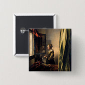 Vermeer – 女の子読は開いた窓で手紙を 缶バッジ (正面&裏面)