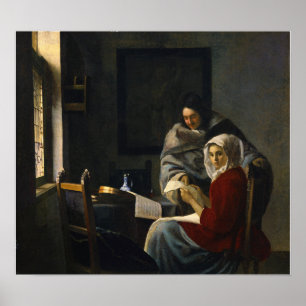 Vermeer – 彼女の音楽で中断した女の子1661 ポスター