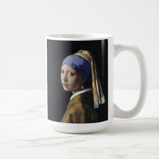 Vermeer 絵画's – 真珠のイヤリングを持つ女の子 コーヒーマグカップ (右)