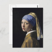 Vermeer 絵画's – 真珠のイヤリングを持つ女の子 ポストカード (正面/裏面)