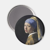 Vermeer 絵画's – 真珠のイヤリングを持つ女の子 マグネット (正面/裏面)