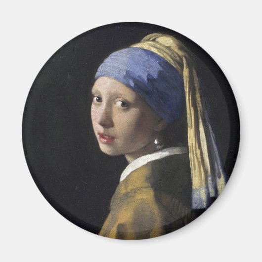 Vermeer 絵画's – 真珠のイヤリングを持つ女の子 マグネット (正面)
