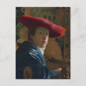 Vermeer – 赤い帽子の女の子ファインアート ポストカード (正面)