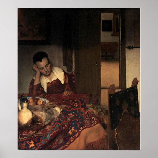 Vermeer - A Maid Sleping 1657 ポスター (正面)