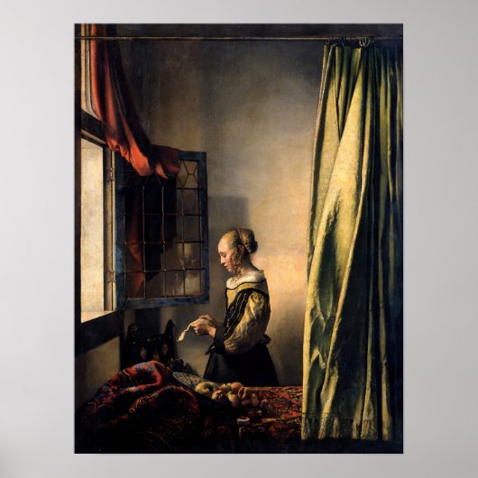 Vermeer - Girl Reading a Letter at an Open Window ポスター (正面)