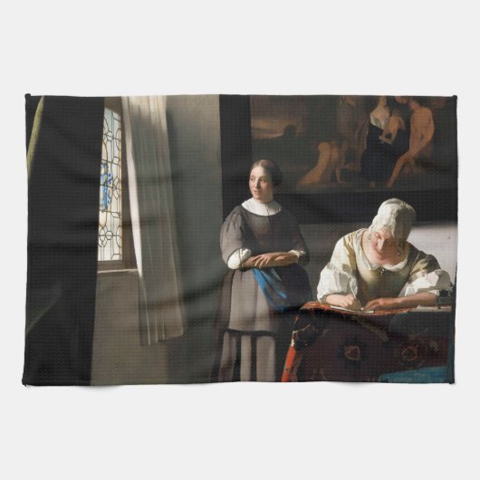 Vermeer - Lady's a Letter 書 with the Maid キッチンタオル (横)