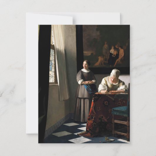 Vermeer - Lady's a Letter 書 with the Maid サンキューカード (正面)