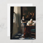 Vermeer - Lady's a Letter 書 with the Maid サンキューカード (正面/裏面)