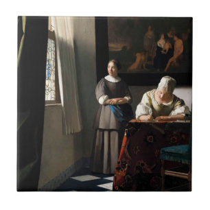 Vermeer - Lady's a Letter 書 with the Maid タイル