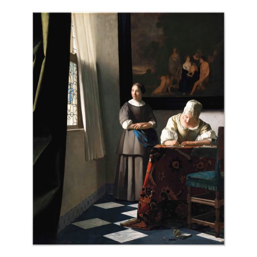 Vermeer - Lady's a Letter 書 with the Maid フォトプリント (正面)
