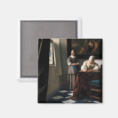 Vermeer - Lady's a Letter 書 with the Maid マグネット (正面/裏面)