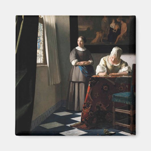 Vermeer - Lady's a Letter 書 with the Maid マグネット (正面)