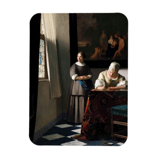 Vermeer - Lady's a Letter 書 with the Maid マグネット (縦)