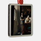 Vermeer - Lady's a Letter 書 with the Maid メタルオーナメント (右)
