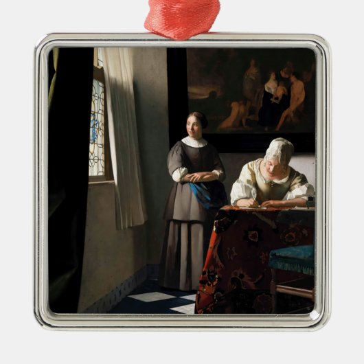Vermeer - Lady's a Letter 書 with the Maid メタルオーナメント (正面)