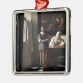 Vermeer - Lady's a Letter 書 with the Maid メタルオーナメント (左)