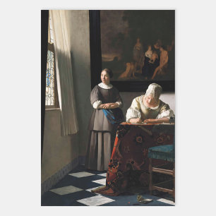 Vermeer - Lady's a Letter 書 with the Maid ラッピングペーパーシート