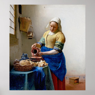 Vermeer - Milkmaid -ヴィンテージの芸術 ポスター