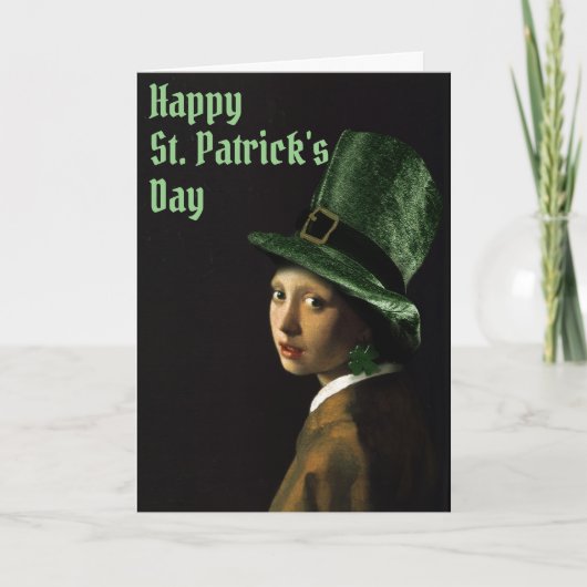 Vermeer Pearl Earring Clover St Patrick's Day カード (正面)