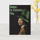 Vermeer Pearl Earring Clover St Patrick's Day カード (黄色い花)